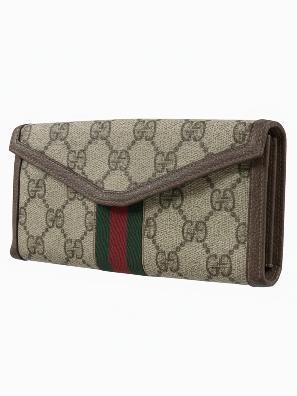 Vintage Gucci GG Supreme Sherry Line Long Wallet - Green Leather Interior - Picture 4 of 9